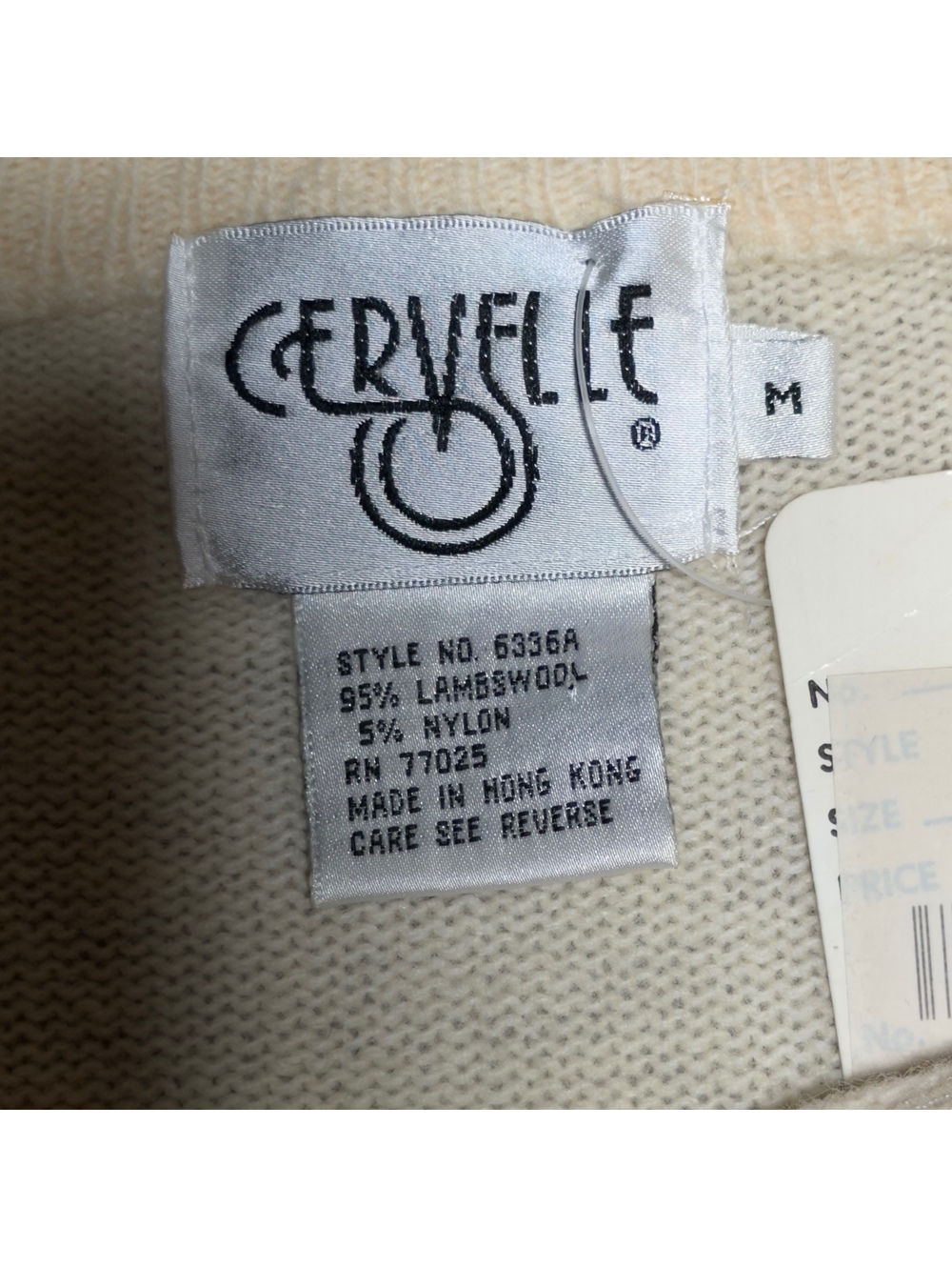 Vintage NWT Cervelle Cream Lambswool Cardigan with Floral Beaded Embroidery M - Picture 5 of 5